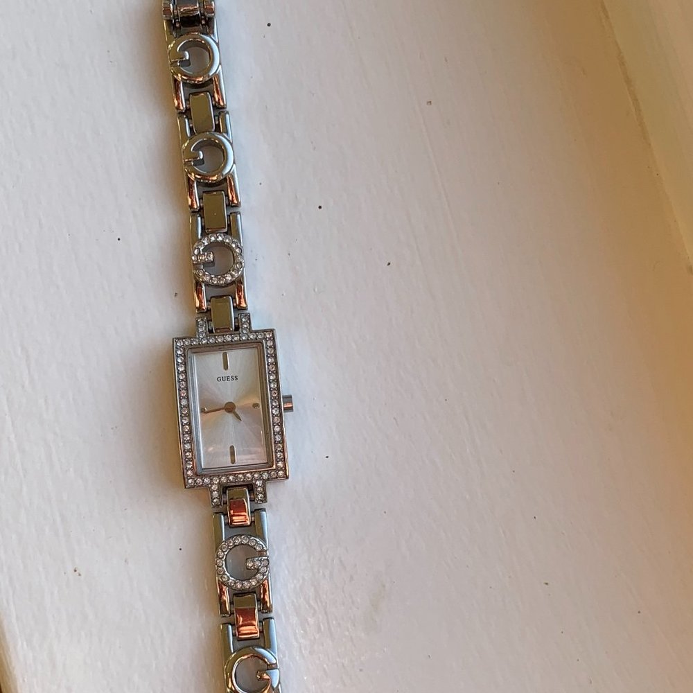 Rectangular Silver Guess Watch